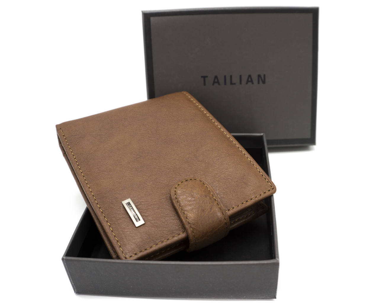 

Кожаное коричневое мужское портмоне с отделением для документов NiceBags AT120DCoffee, Кофе с молоком