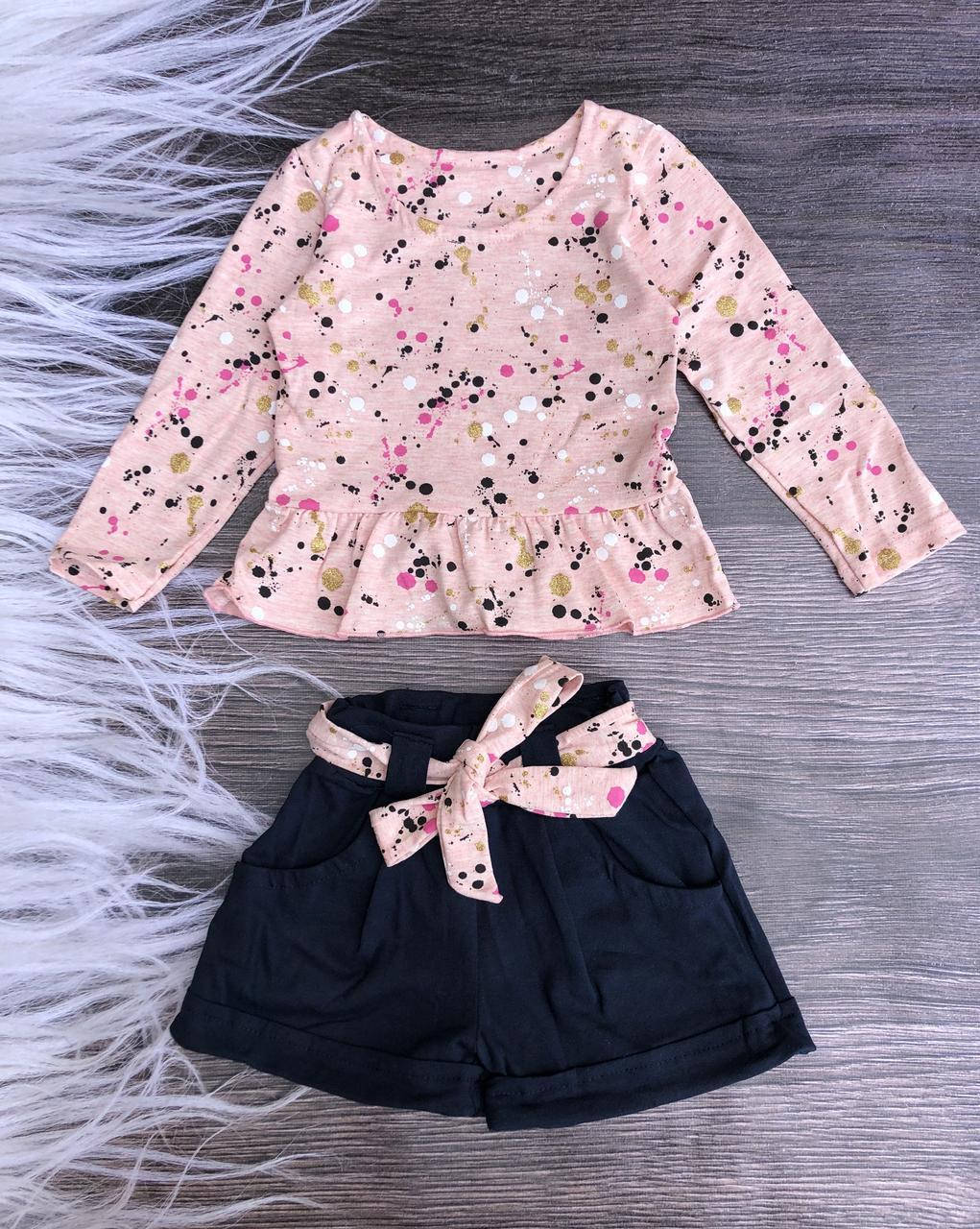 

Детский костюм для девочки розового цвета, синие шорты от 2 до 5 лет, Розовый