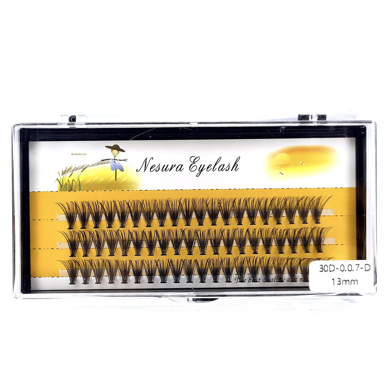 

Ресницы Nesura Eyelash 30D, 13 мм, изгиб D, 0,07, 60 пучков Несура ресницы пучками, пучковые, Черный