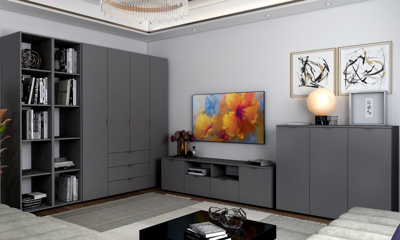 Комод Doros Рон 4 Графіт 2 фасади 2 шухляди 180х38х50 (44900234) 7