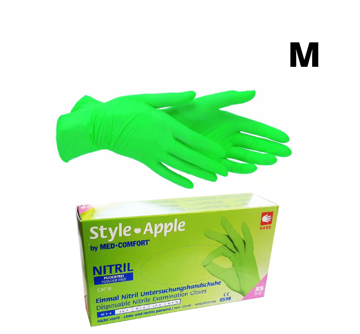 

Перчатки нитриловые М, Style apple 100шт\уп зеленые текстурированные, Зелёный
