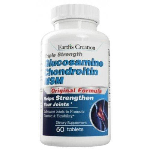 

Глюкозамин, хондроитин, МСМ Earth Creation Glucosamine, Chondrotin, MSM - 60 таб