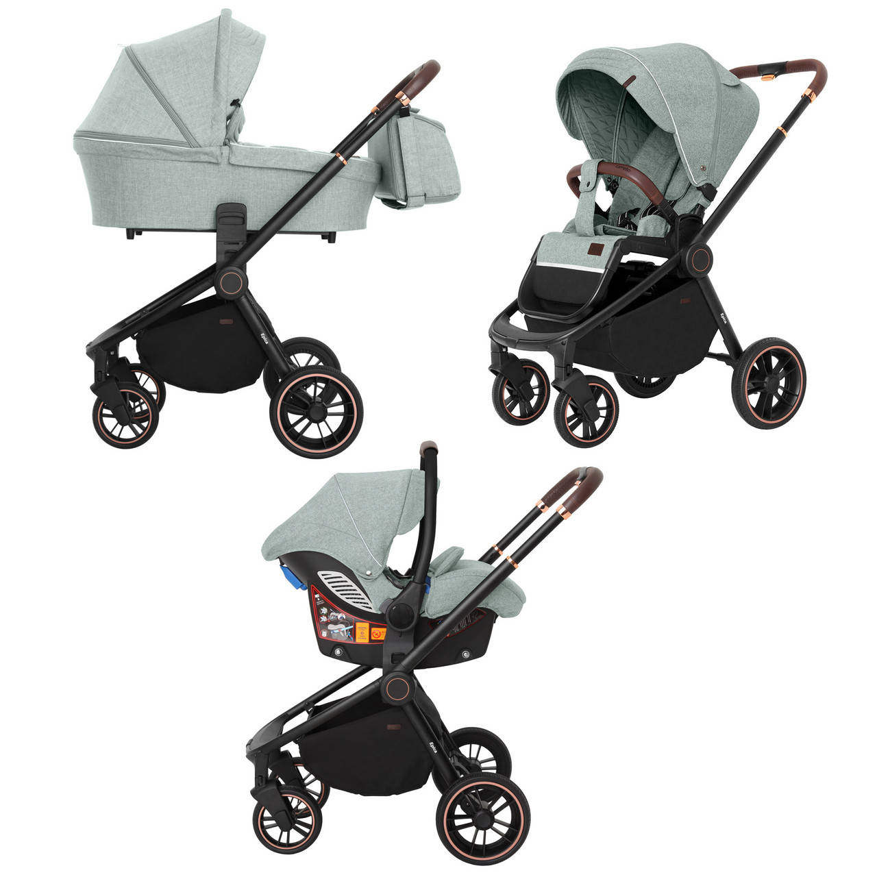 

Детская универсальная коляска Carrello Epica 3в1 (CRL-8511/1) Каррелло Эпика 3 в 1, черная рама Tea Green