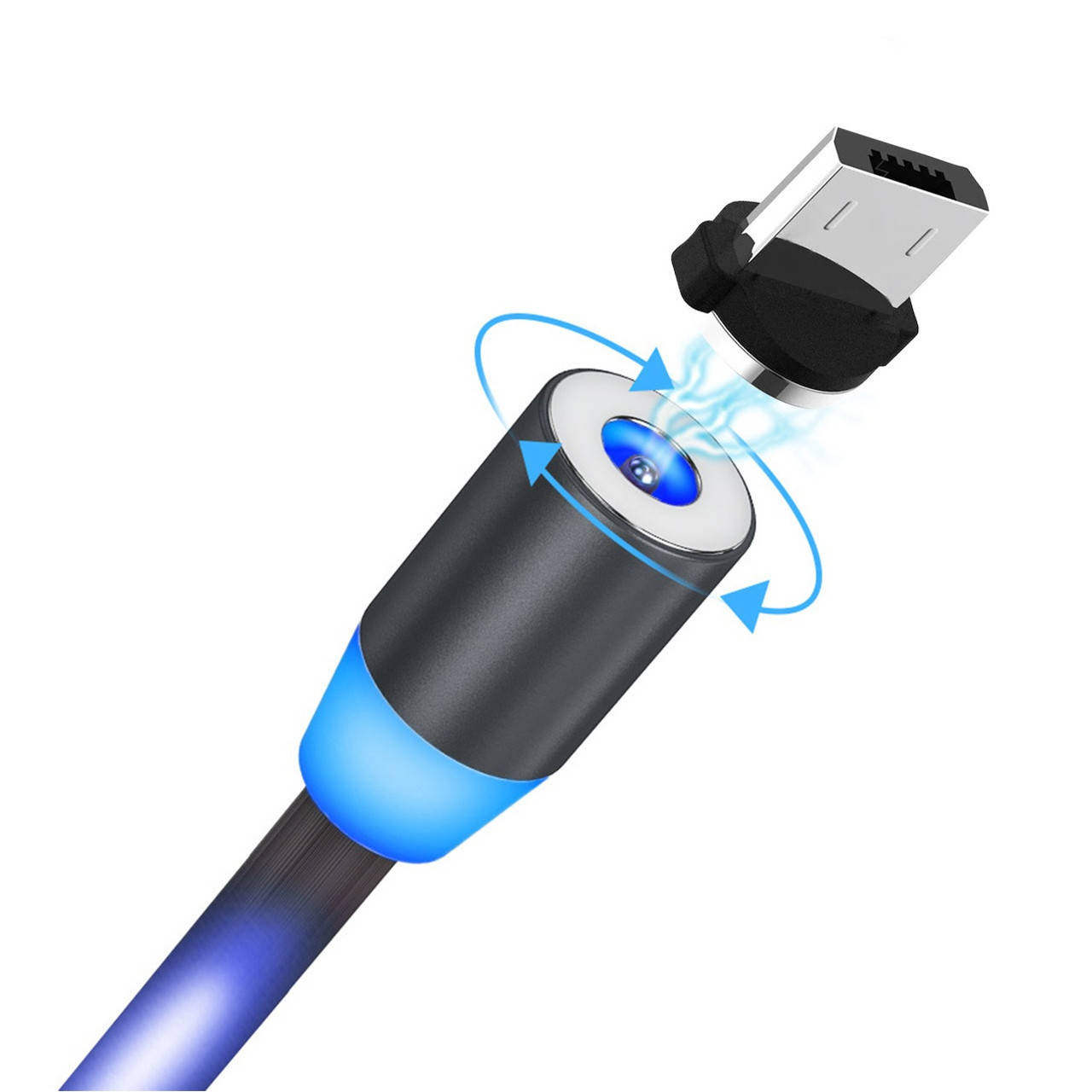 

Магнитный с подсветкой кабель 360° USB 2.0 для зарядки с Lightning. Черный