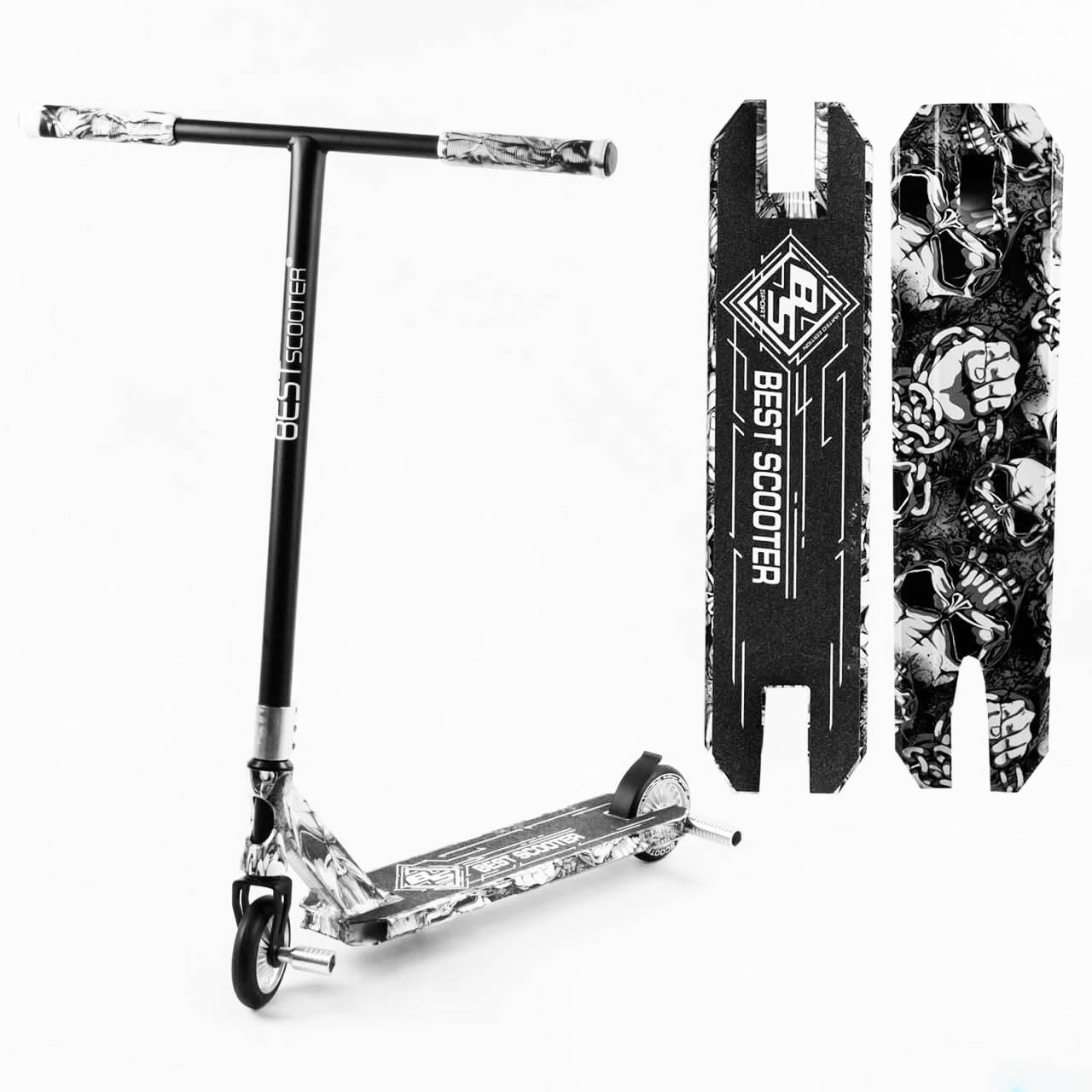 

Самокат трюковый Best Scooter BS 77566 4 HIC система ПЕГИ черно белый, Красный