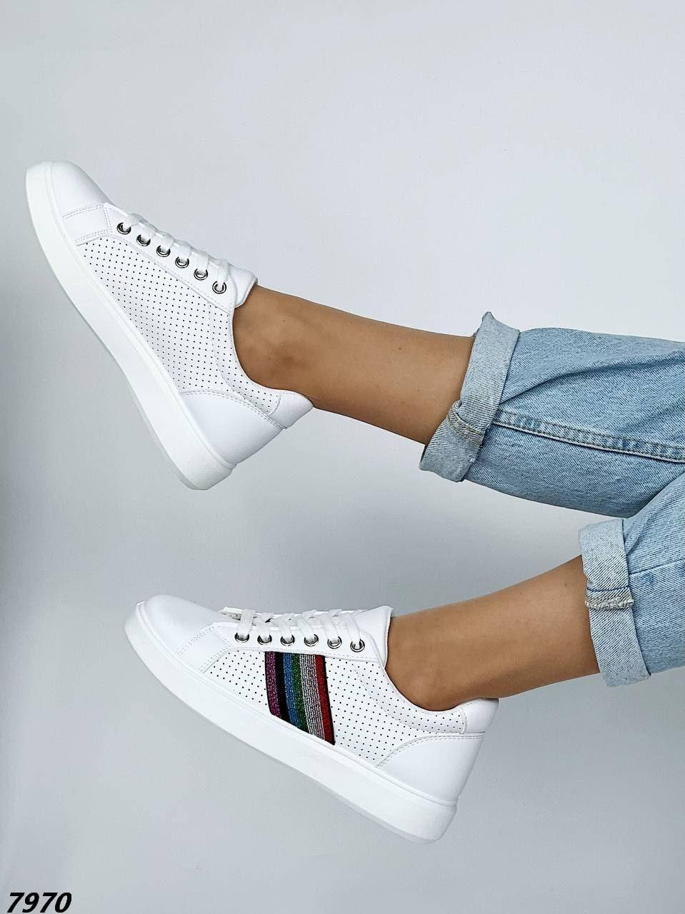 

Белые кроссовки эко кожа, Белый