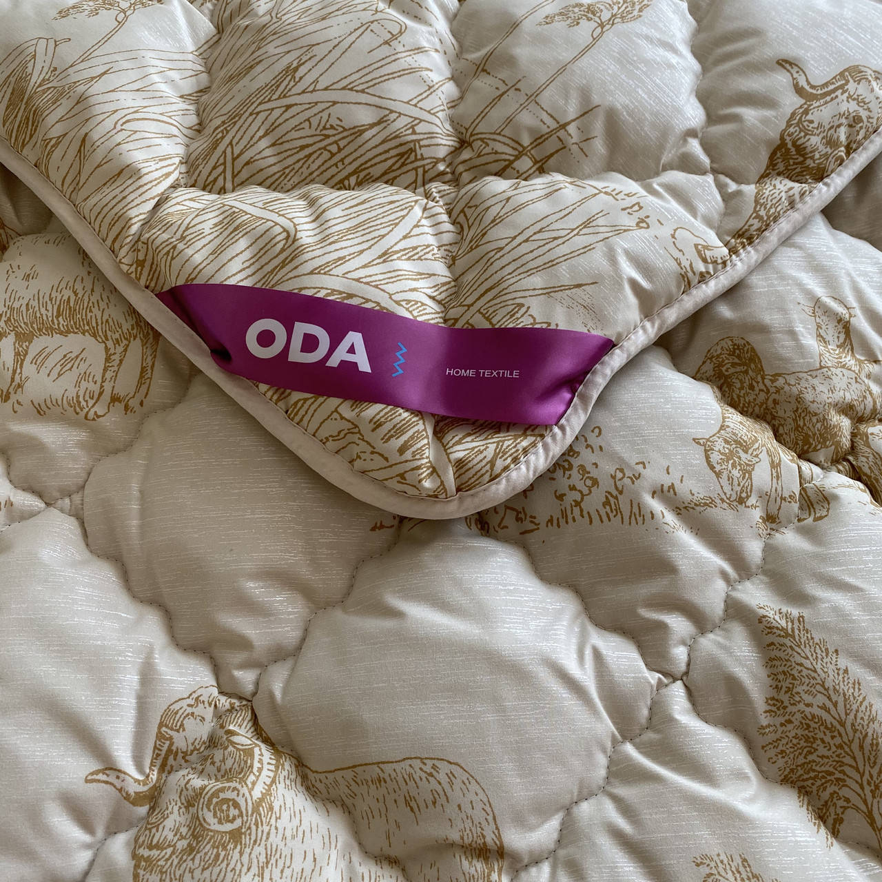 

Одеяло на овчине евро размера 200х220 Качественное, теплое зимнее одеяло ODA, Бежевый