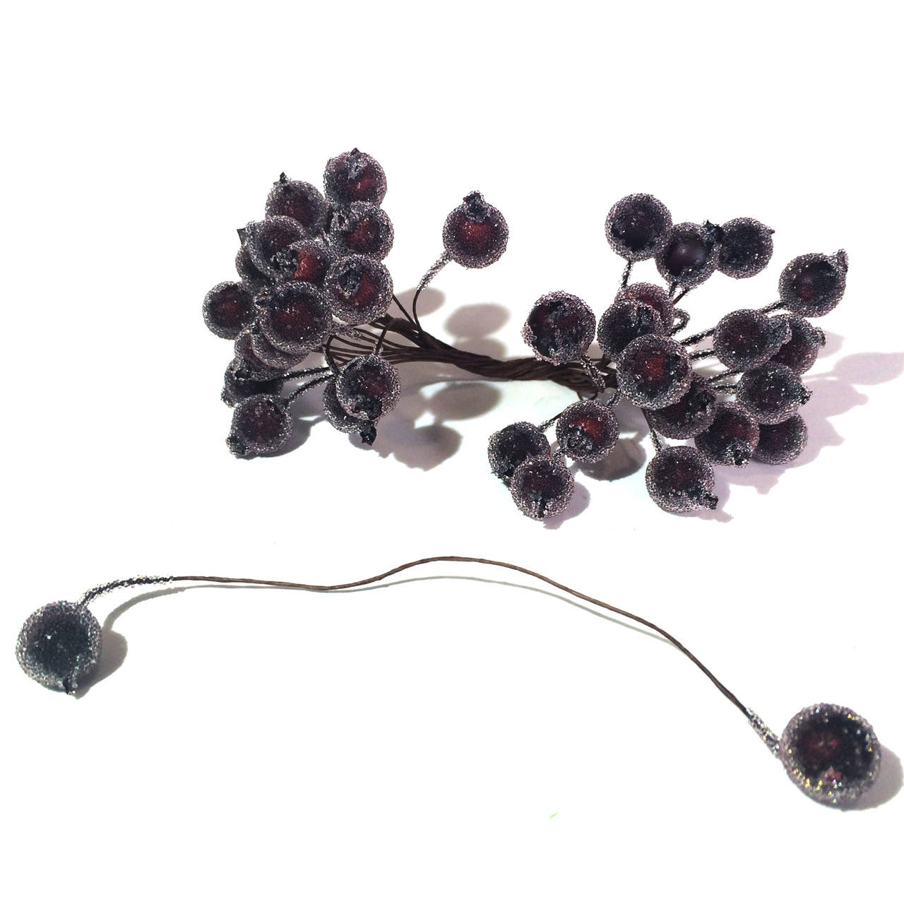 

Ягоды на проволоке Сахарные 40ягод . Цвет темно-бордовый