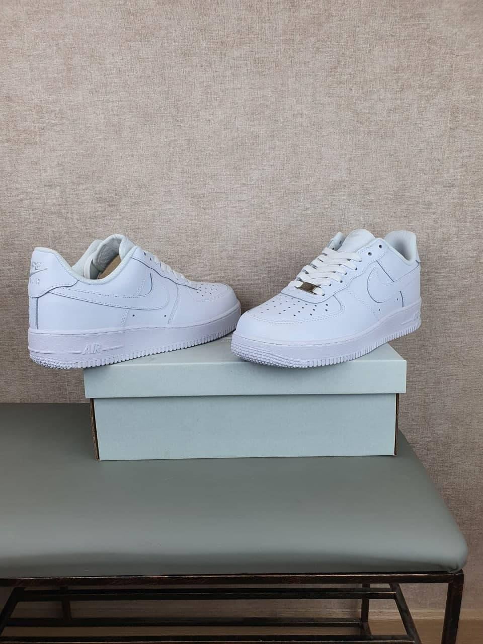 

Кроссовки мужские белые Air Force 1 07 All White. Кроссы для подростков в белом цвете Аир Форс 1 40, Весна/Лето/Осень, Белый