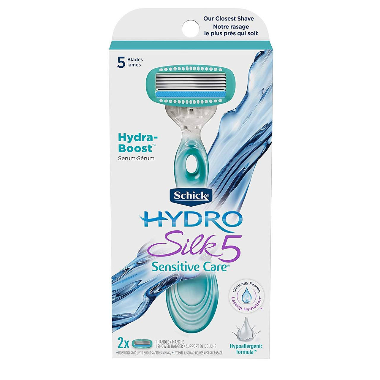 

Жіноча бритва Schick, Hydro Silk, Sensitive Care, 1 бритва, 2 касети