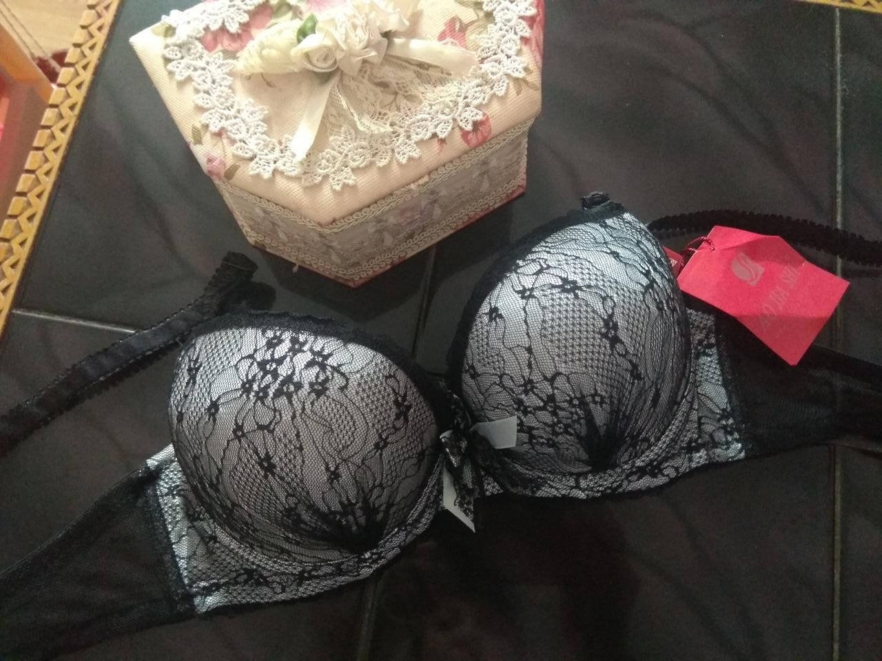 

75,80А Бюстгальтер з великим пуш-ап чорно-білий, Черный