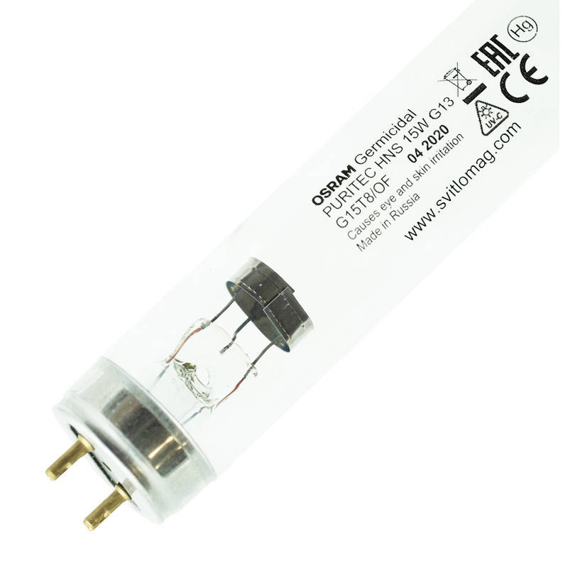 

Лампа бактерицидная ультрафиолетовая HNS 15w OSRAM G13 PURITEC UV-C T8