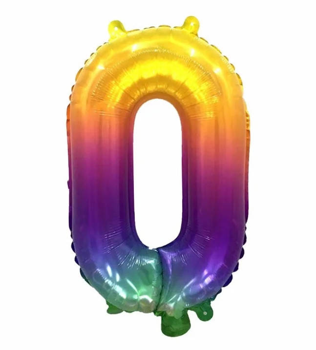 

Шар цифра "0" омбре радуга двухсторонняя, 35 см