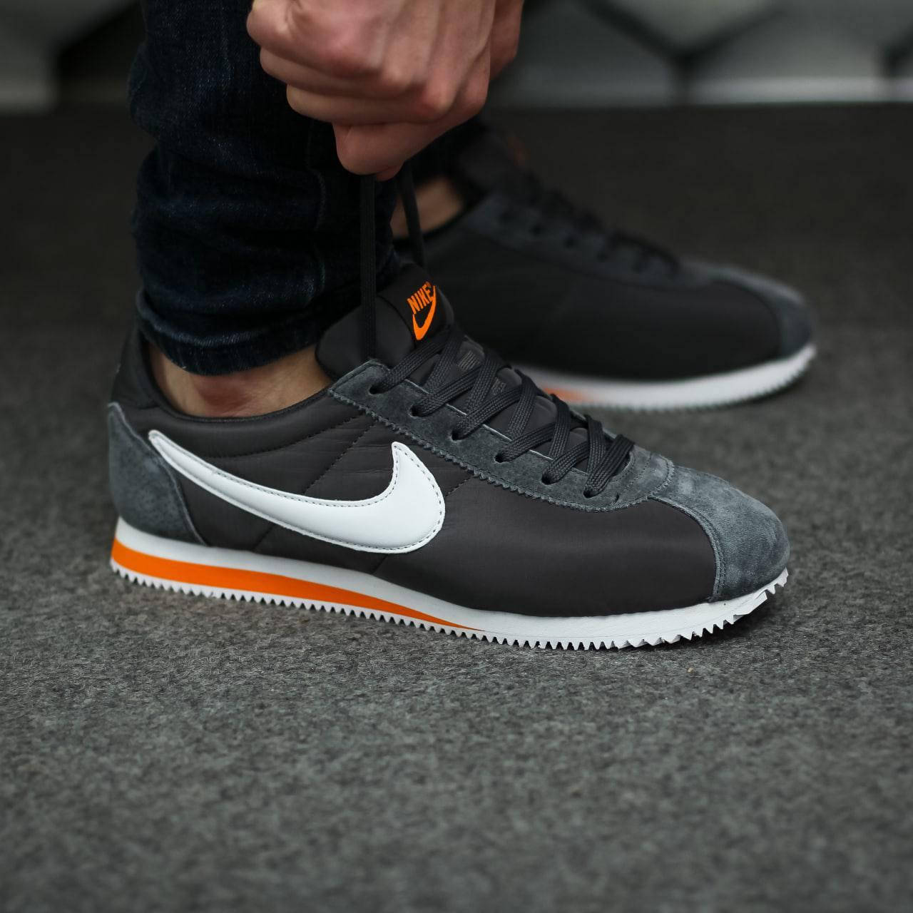 

Мужские кроссовки Nike Cortez тёмно-серые с оранжевым (41-46) 41, Серый
