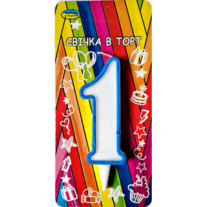 

Свеча цифра 1 голубой контур