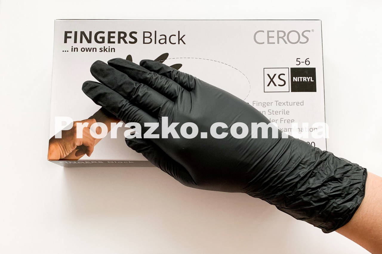 

Нитриловые перчатки CEROS,  (5-6), черные, 100 шт, Черный