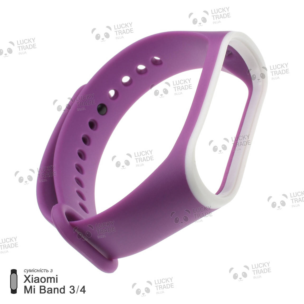 

Ремешок Xiaomi Mi Band 4 / 3 силиконовый двухцветный браслет с рамкой Фиолетовый / Белый [2176]