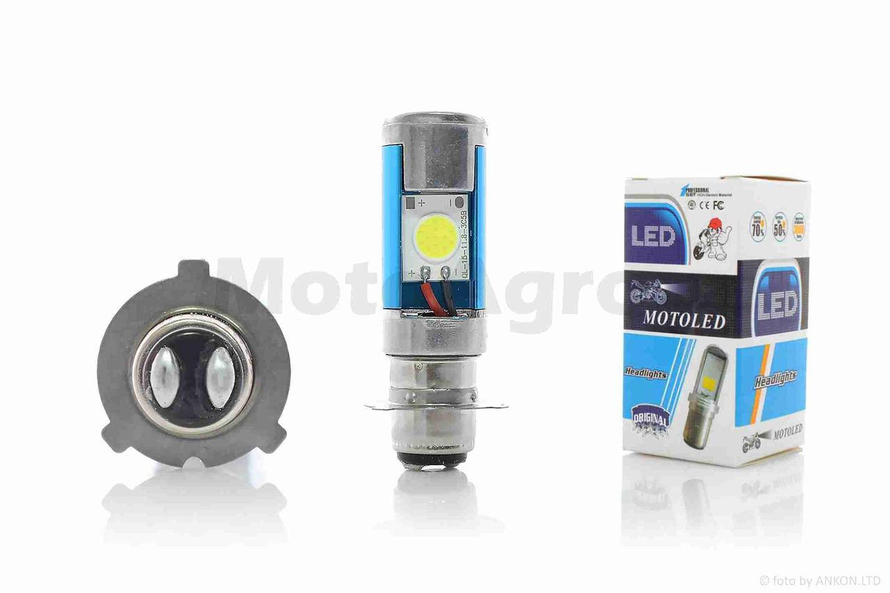 

Лампа фары диодная P15D-25-3 12V 35/35W 3 уса, 2 кристалла #1 "LED"