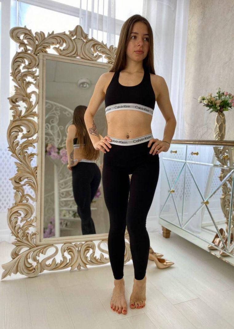 

Женский набор Calvin Klein 2 в 1 (топ и лосины) Женский костюм для фитнеса Костюм для спортзала женский