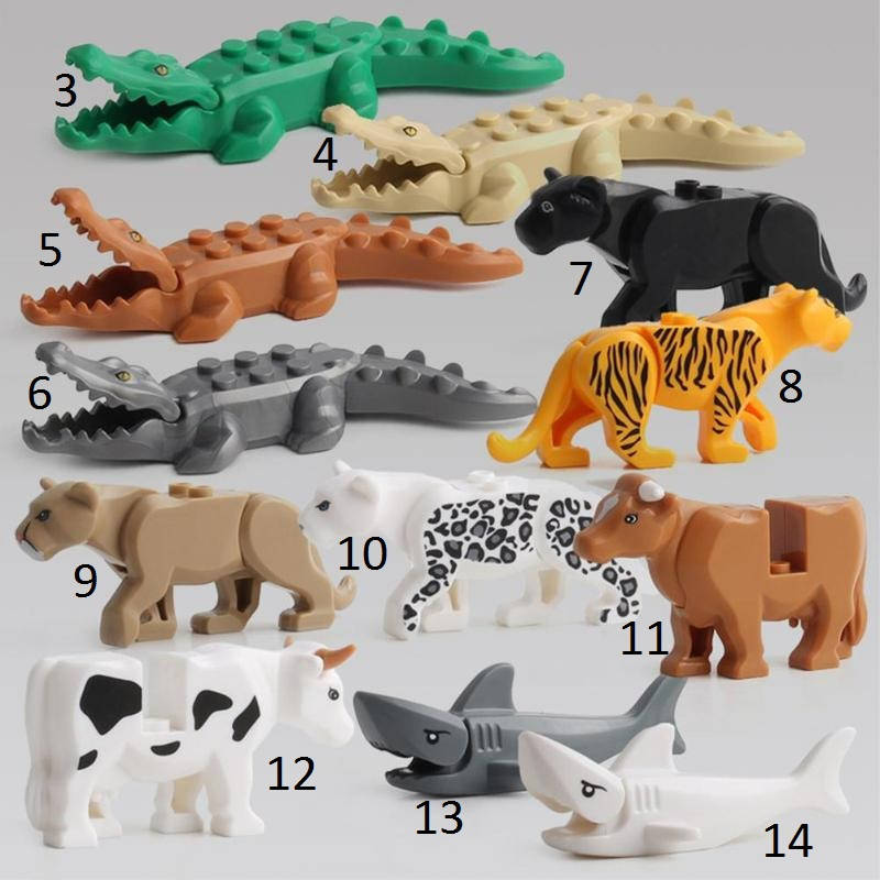 

Фигурки животных Тигр,Лев,Пантера,Крокодил,Корова,Акула Duplo animal Дупло лего Lego