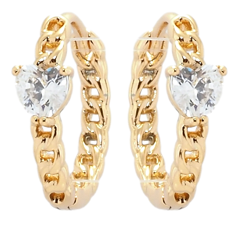 

Серьги Xuping Позолота 18K колечки "Сердечки фианиты на цепочке"