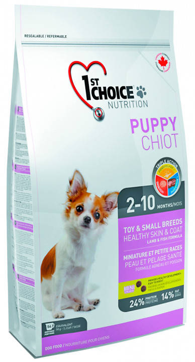 

1st Choice Puppy Toy & Small Breeds с ягненком и рыбой, 2,72 кг