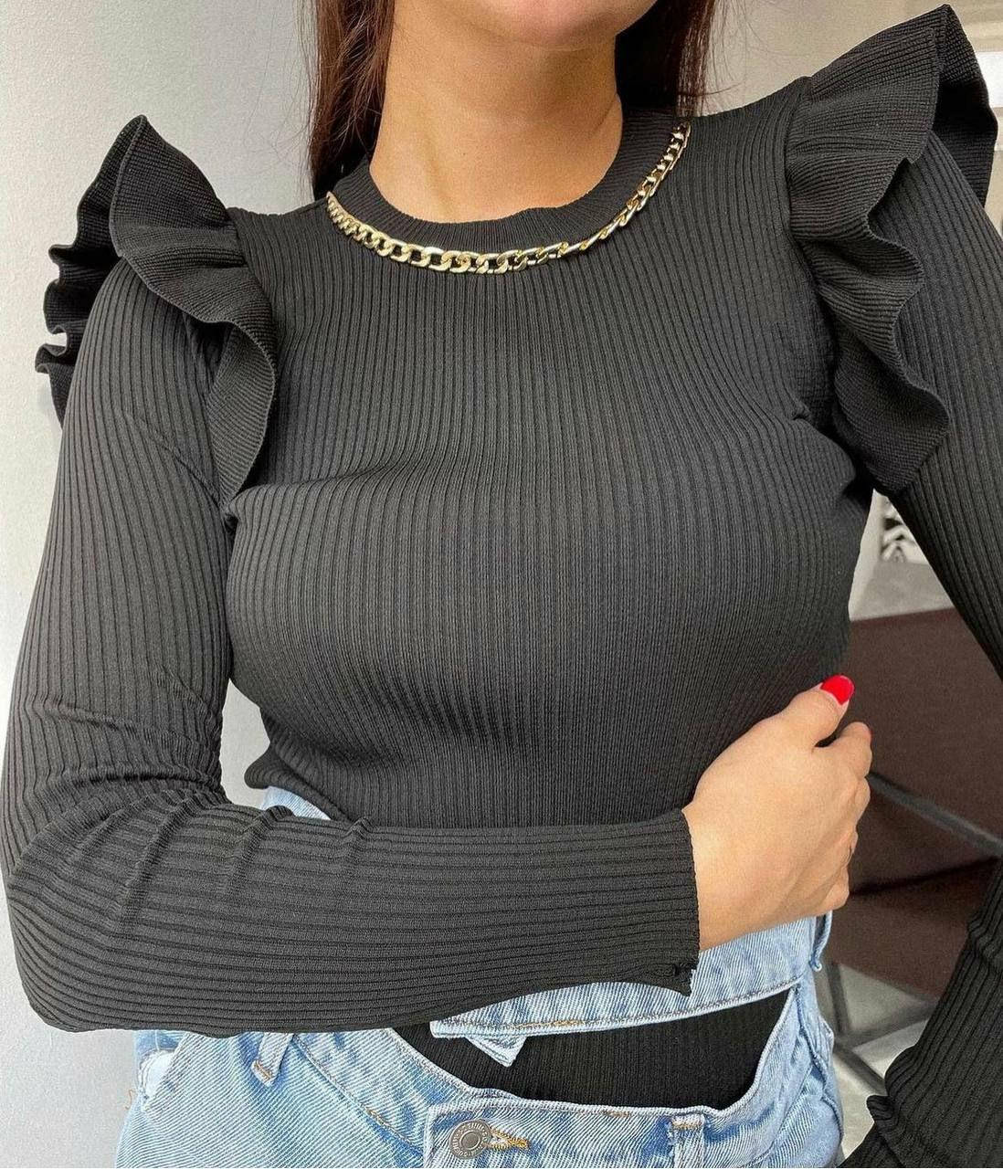 

Стильная кофта в рубчик с цепочкой , женская кофта в рубчик Турция отличного качества , черная кофта в рубчик, Белый