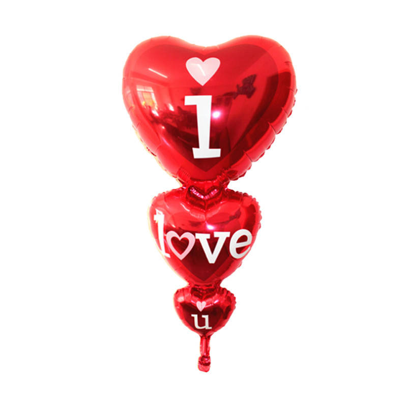 

Фольгированный шар фигура Тройное сердце 48*88см Китай, Красный