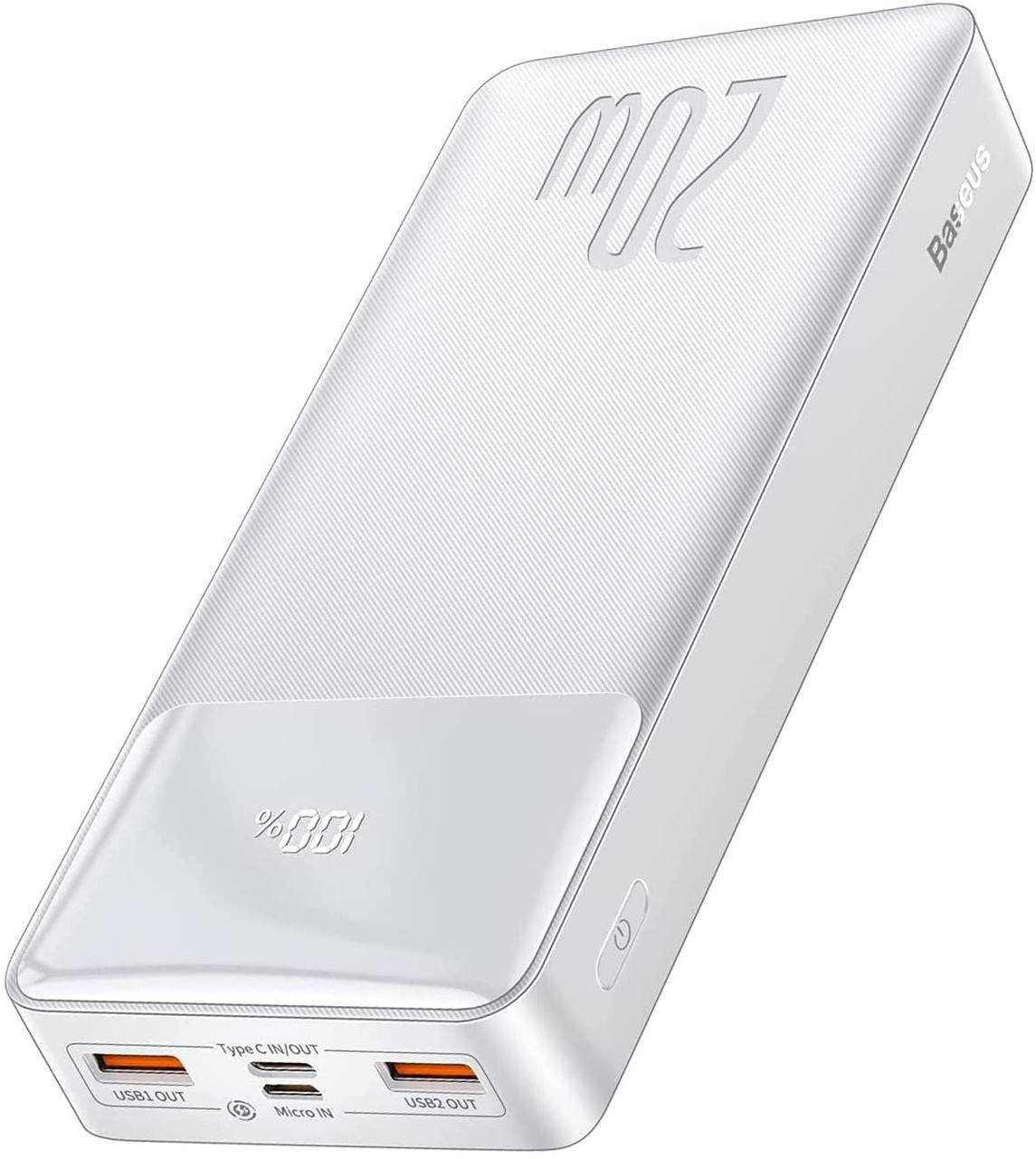

Power Bank Baseus 20000mah 20w PD QC 4.0 Fast Charging Type-C LED (PPBD20K) Белый