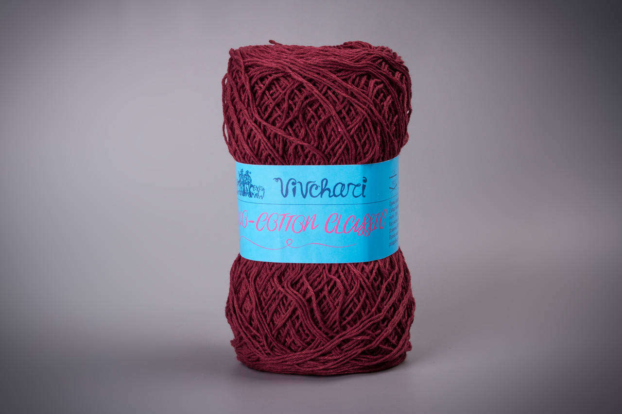 

Пряжа хлопковая Vivchari Ethno-Сotton Classic, Color No.018 бордовый