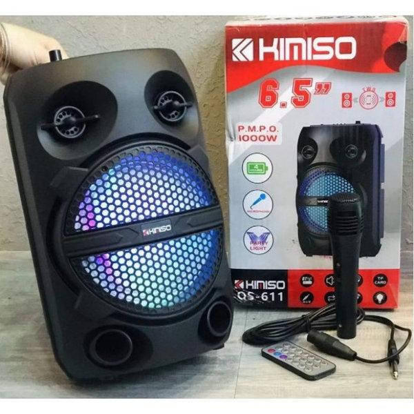 

Беспроводная колонка KIMISO QS-611 с пультом и микрофоном чемодан для музыки