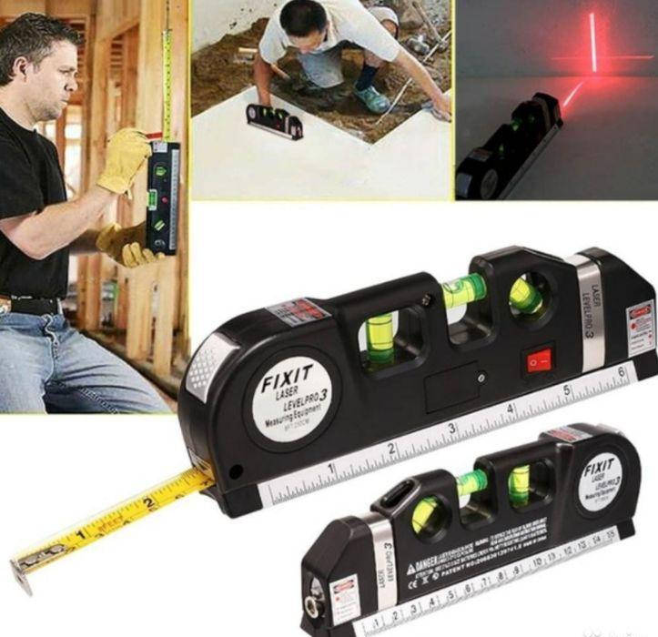 

Лазерный уровень с рулеткой /вертикаль/ гориз/крест FIXIT LASER PRO 3
