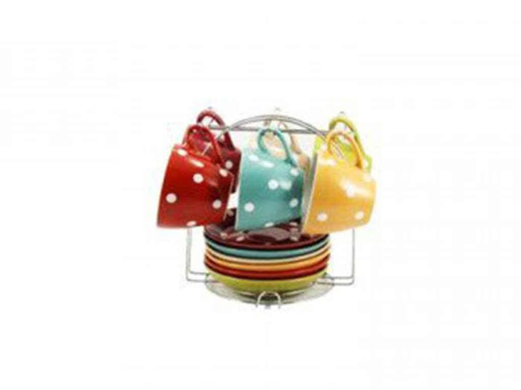 

Сервиз чайный Interos 12 предметов Горох MIX на подставке (KW 103), Разные цвета
