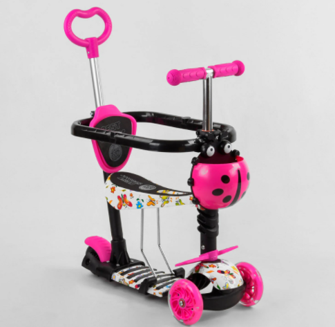 

Детский самокат 5в1, с защитным бортиком Best Scooter 8509 розовый