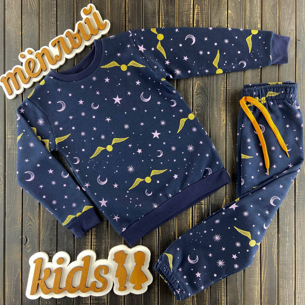 

Детский спортивный костюм для мальчика для девочки Гарри Поттер трехнитка синий осень весна