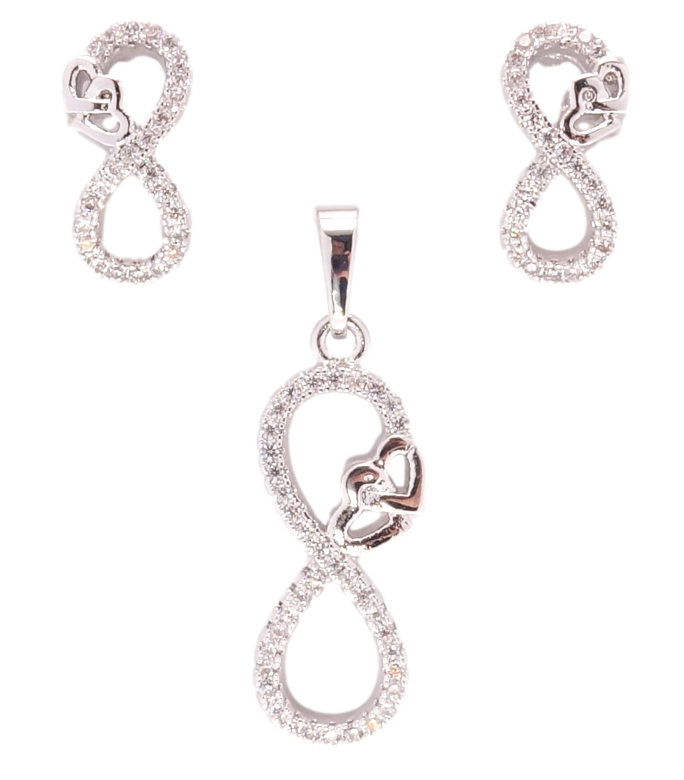 

Набор Xuping Родий Серьги Кулон "Бесконечность с сердечками"