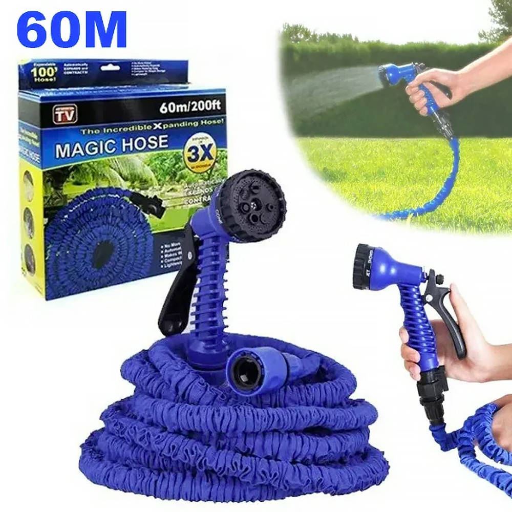 

Шланг растягивающийся для полива с насадкой на 60 м Magic Hose / Шланг поливочный 60 м