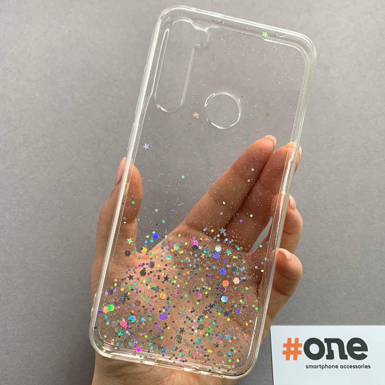 

Чехол для Xiaomi Redmi Note 8t накладка блестящая со звездочками чехол на телефон сяоми нот 8т прозрачный R5U