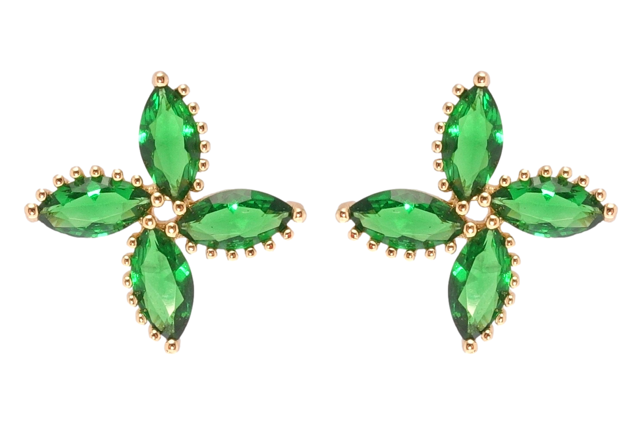 

Серьги Xuping Позолота 18K гвоздики (пусеты) "Цветочки из зеленых фианитов"