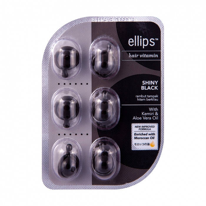 

Витамины для волос Ellips Hair Vitamin Shiny Black Ночное сияние с маслом лесного ореха (6шт*1ml)