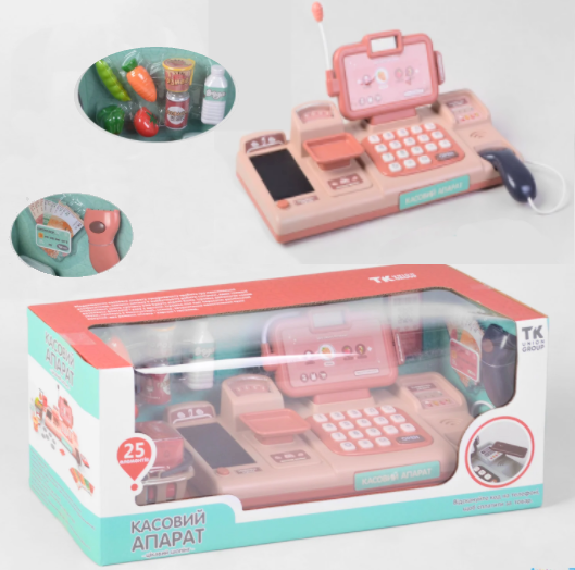 

Кассовый аппарат 88980 "TK Group" на 25 предметов (сканер, весы, кассовая лента, 25 мелодий), розовый