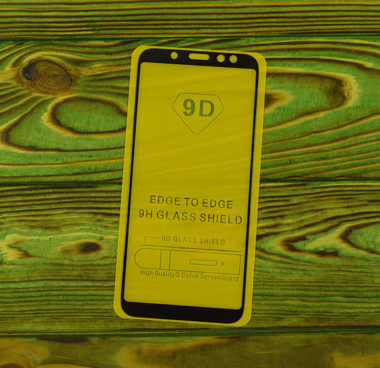 

Защитное стекло на экран Samsung A6 2018 клей по всей поверхности, Черный
