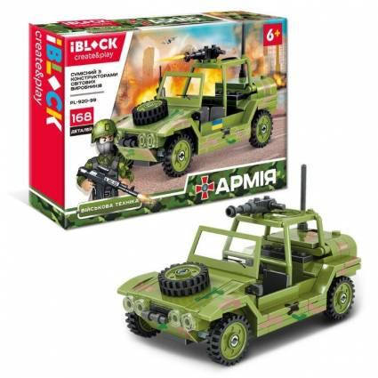 

Конструктор для мальчика IBLOCK Армия Военная техника Легкий внедорожник 168 детали, Хаки