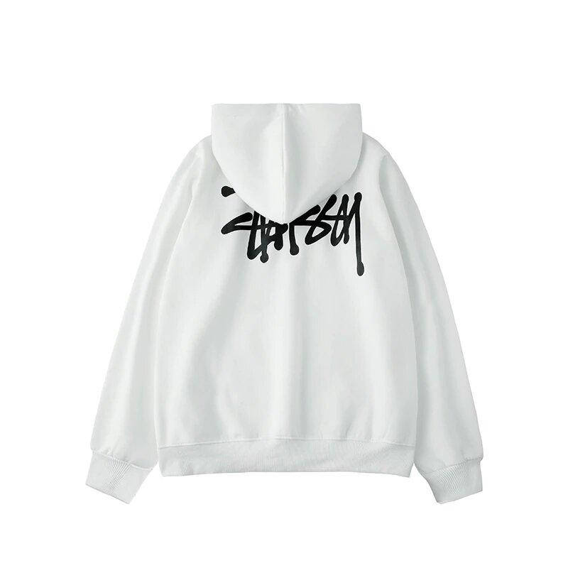 

Белое худи Stussy Logo Black, унисекс (мужское, женское, детское)