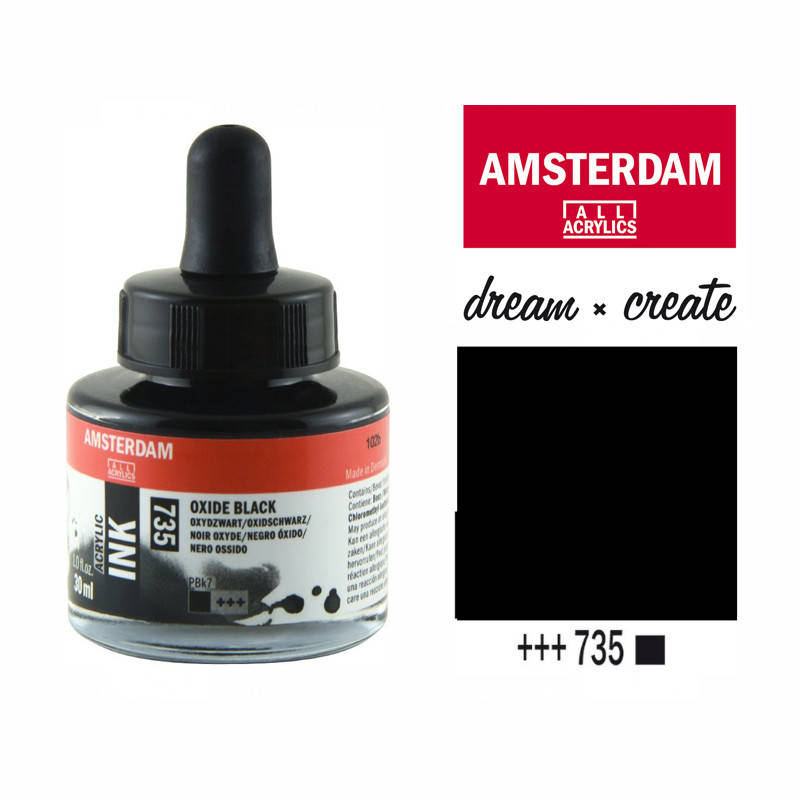 

Тушь акриловая AMSTERDAM INK, (735) Оксидный черный, 30мл, Royal Talens
