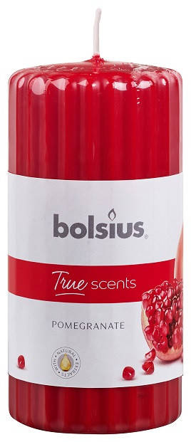 

Свеча ароматическая ребристая гранат Bolsius 6х12 см 60/120-57. 38583 POM, Красный