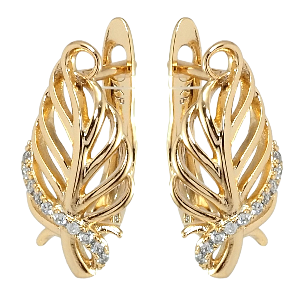 

Серьги Xuping Позолота 18K английский замок "Перо"