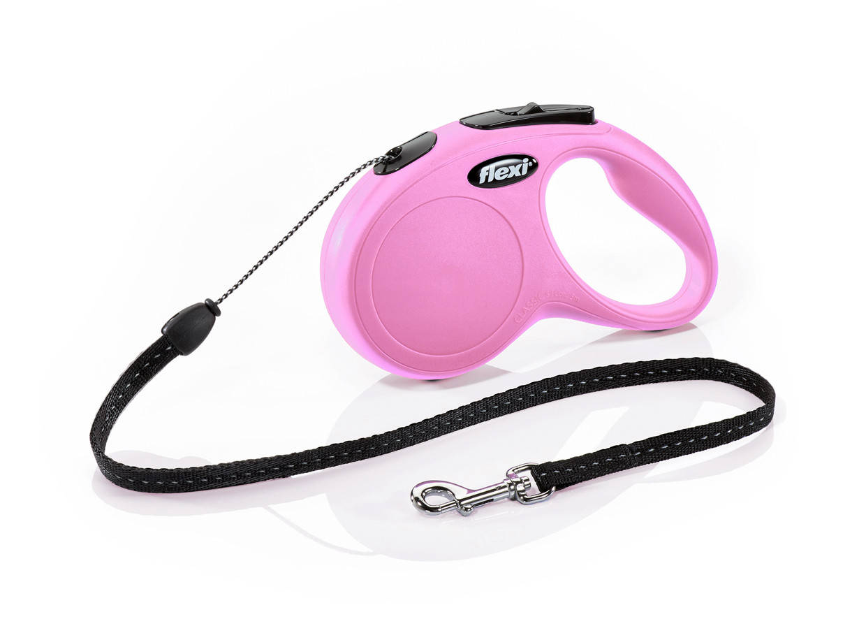 

Рулетка для собак до 12 кг Flexi New Classic S трос 5 m, Розовый
