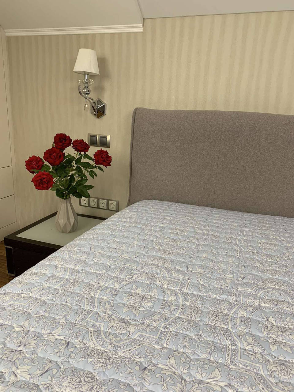 

"Голубое с узорами" Бамбук летнее одеяло покрывало евро размер 195/205, Голубой