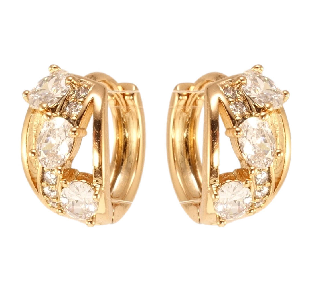 

Серьги Xuping Позолота 18K колечки "Декоративный узор с кристаллами и цирконием"